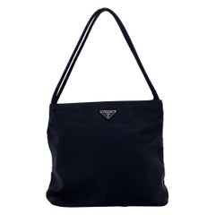 Prada Vintage Schwarze Tessuto Nylon City Tote Handtasche aus Nylon