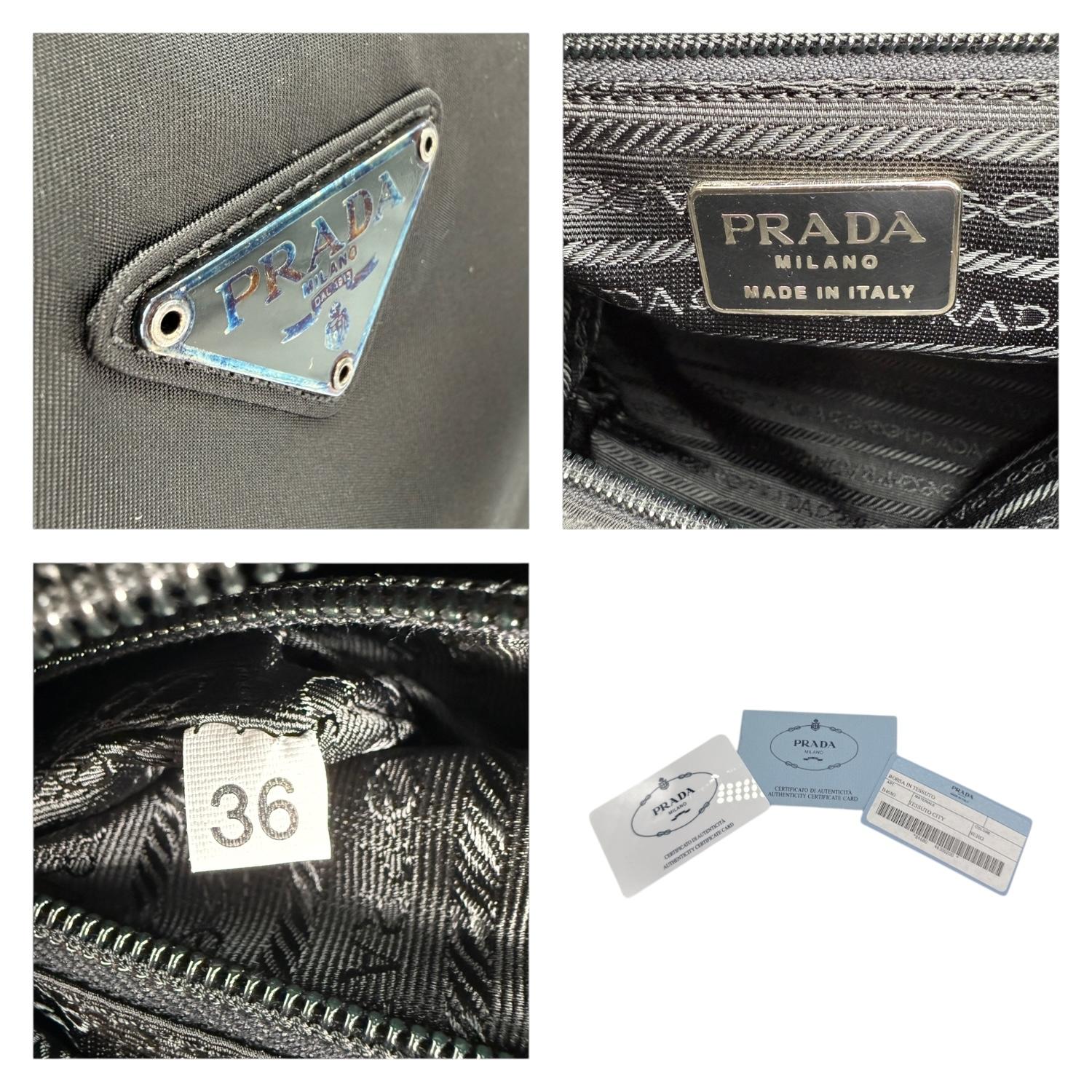 Prada Vintage Borsa Nero Tessuto Zipped City Tote B4680 For Sale 1