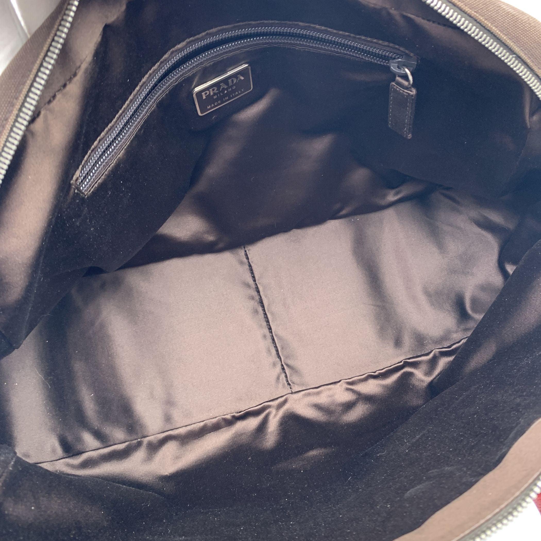 Prada Vintage Brown and Red Leather Bowling Bag Satchel B10804 For Sale 1