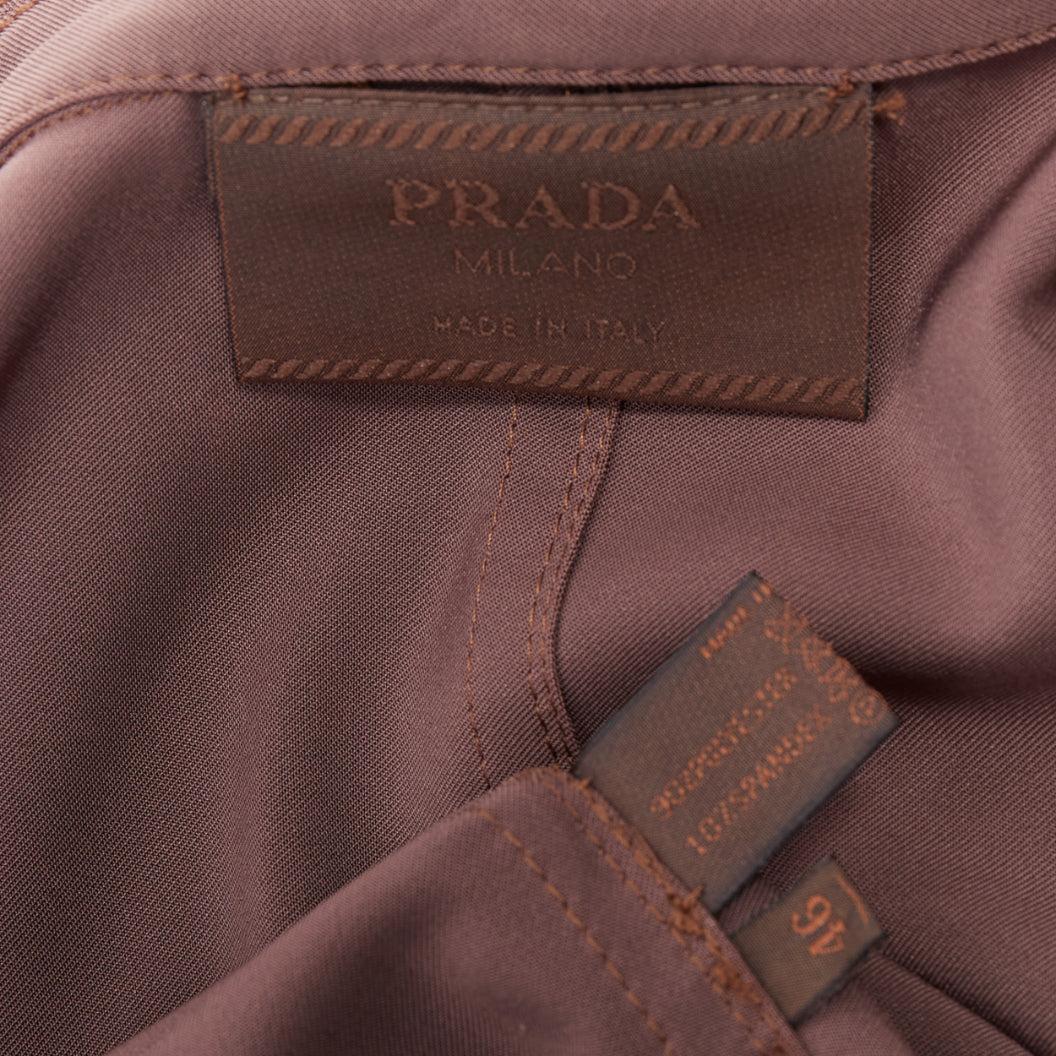 PRADA Vintage brown low sheen twill patch pocket notch lapel jacket IT46 XL For Sale 4