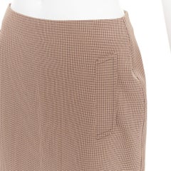 PRADA Vintage Brown micro houndstooth checked high waist pencil skirt IT42 M