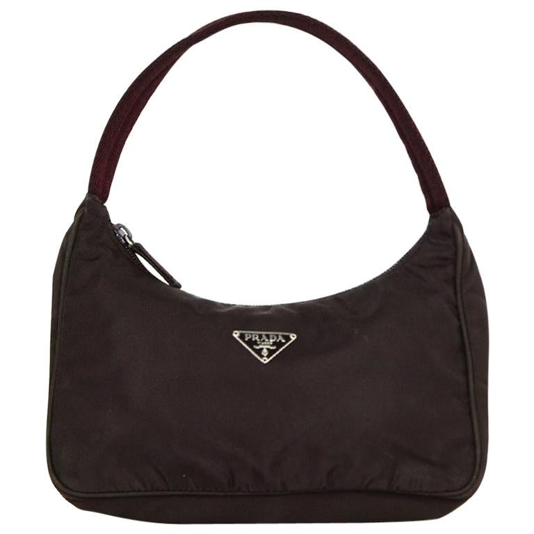 Prada Vintage Brown Nylon Mini Handbag For Sale at 1stDibs | prada