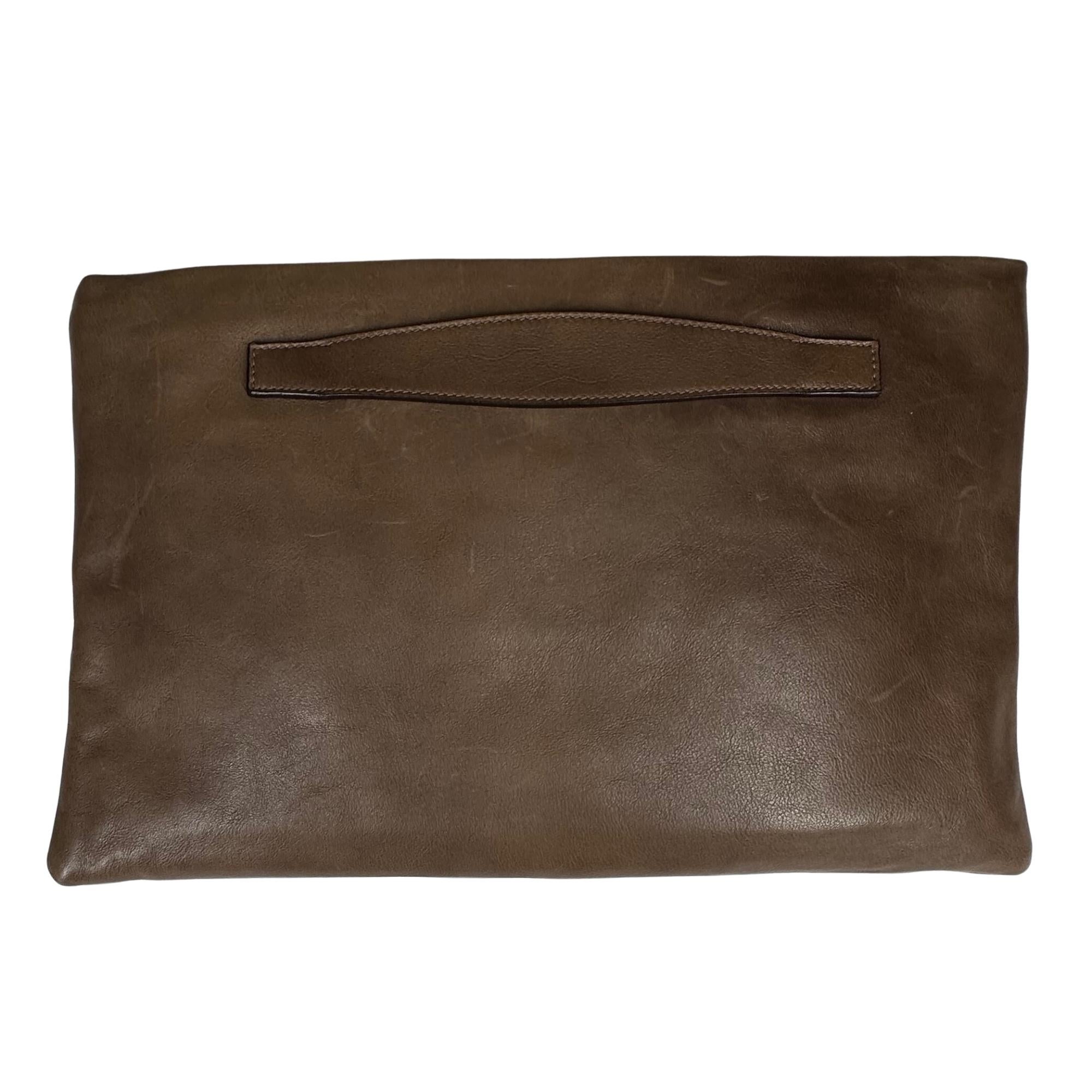 Prada Vintage Brown Portfolio Clutch Bag In Good Condition In Montreal, Quebec