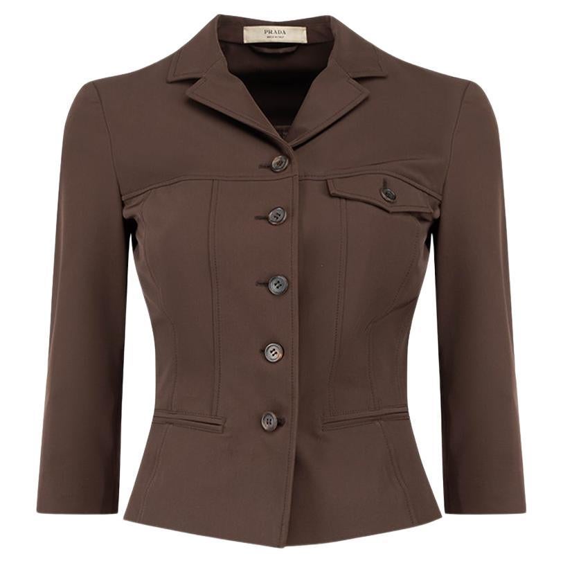 Prada Vintage Brown Structured Utility Jacket Size S