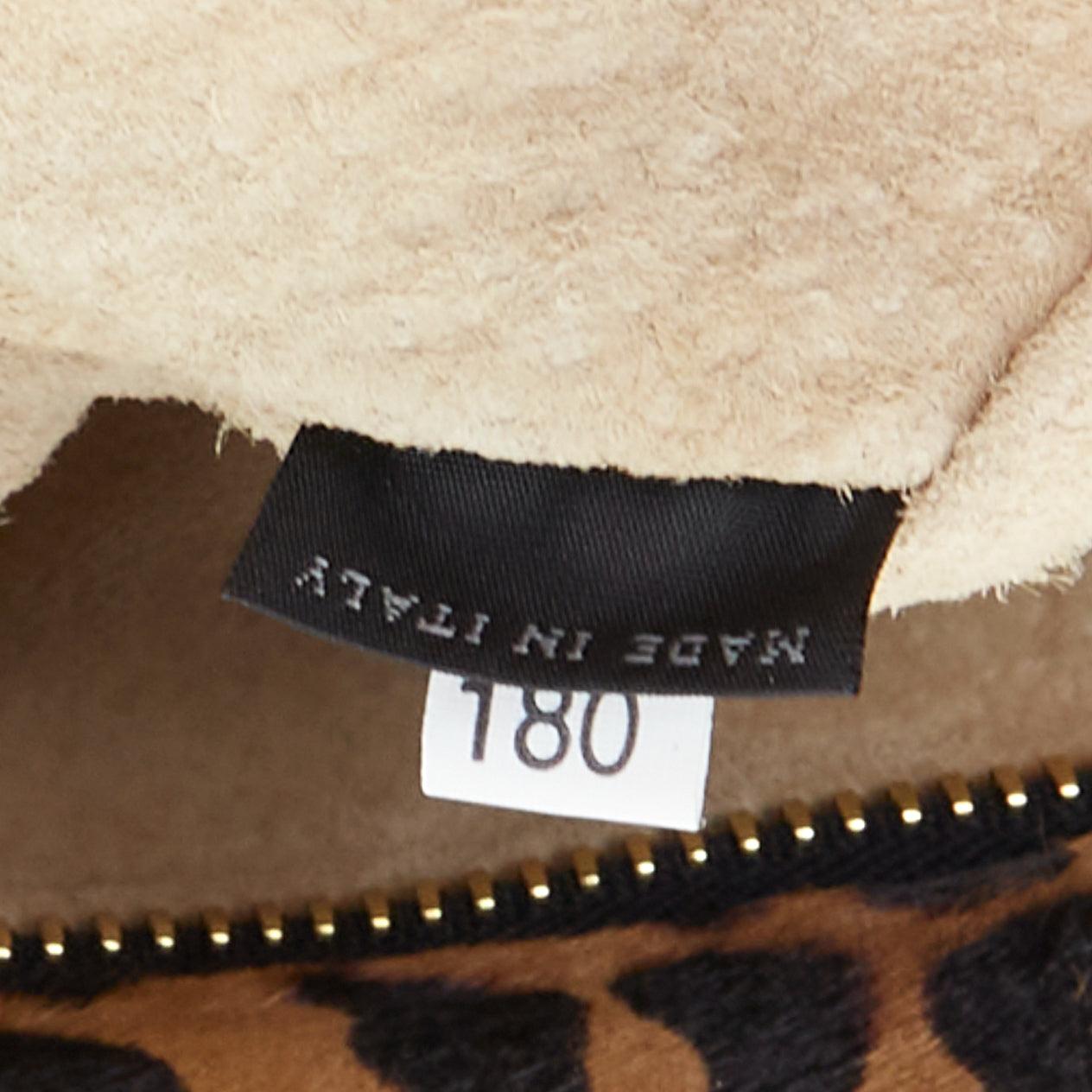 Bolso tote PRADA Vintage Cavallino marrón negro leopardo pelo de becerro marco dorado en venta 6