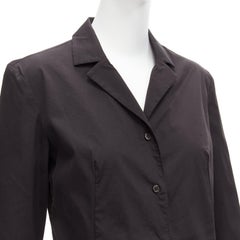 PRADA Vintage Holzkohle schwarz Revers gewagt minimal klassischen Kleid Hemd IT46 XL