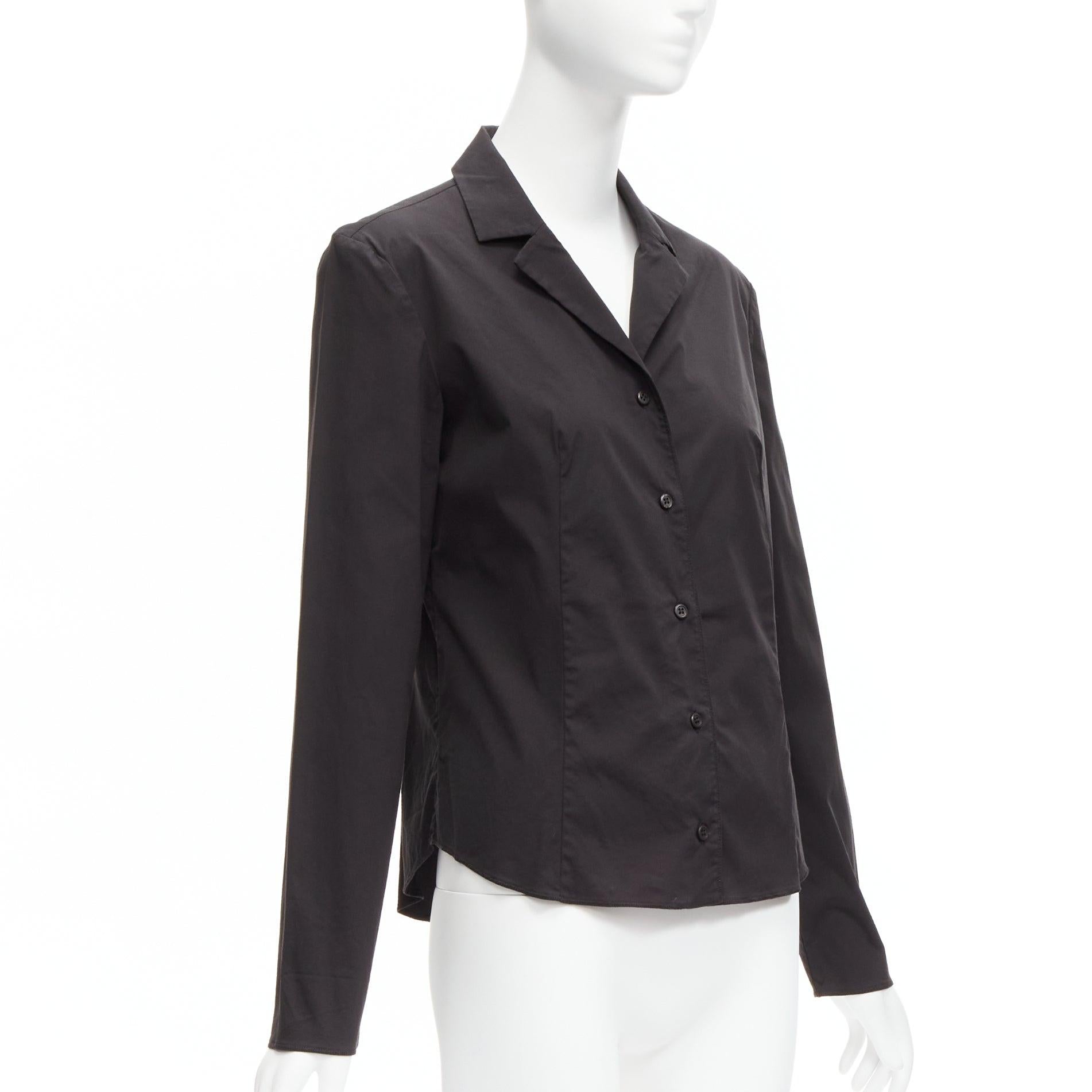 Black PRADA Vintage charcoal black lapels dared minimal classic dress shirt IT46 XL For Sale