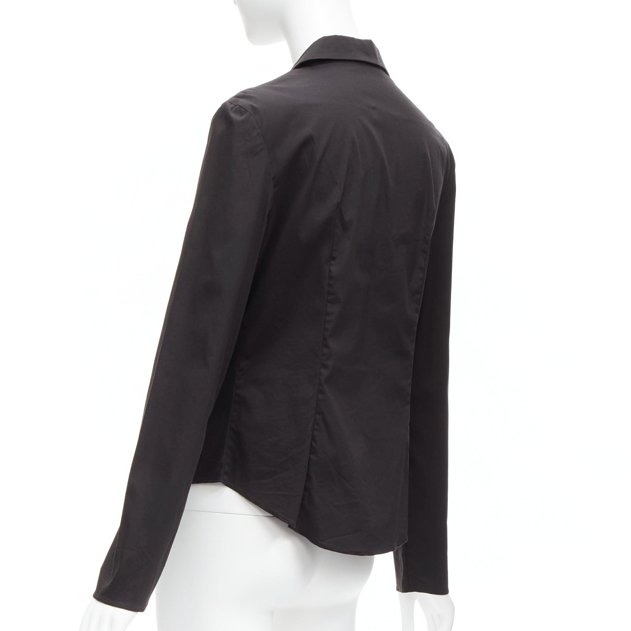 PRADA Vintage charcoal black lapels dared minimal classic dress shirt IT46 XL For Sale 1