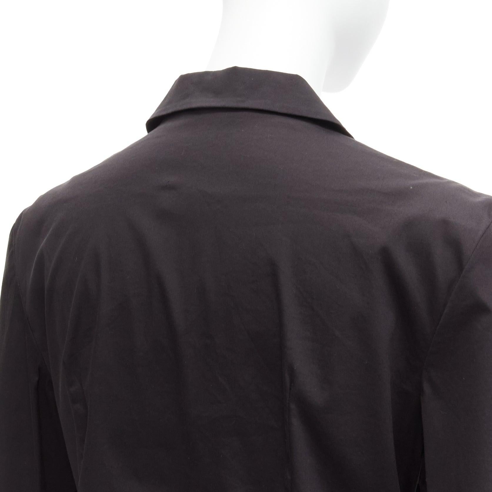 PRADA Vintage charcoal black lapels dared minimal classic dress shirt IT46 XL For Sale 2