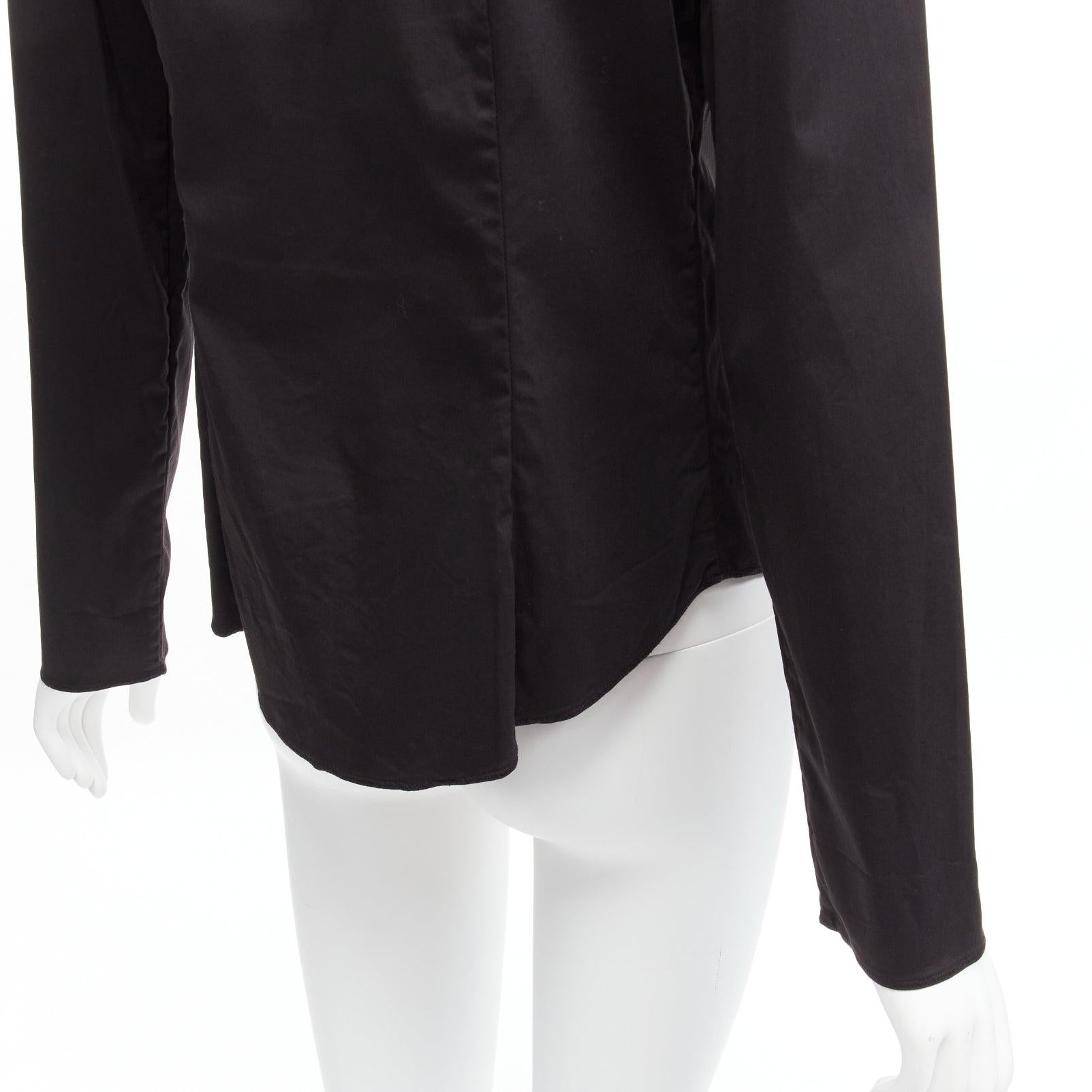 PRADA Vintage charcoal black lapels dared minimal classic dress shirt IT46 XL For Sale 3