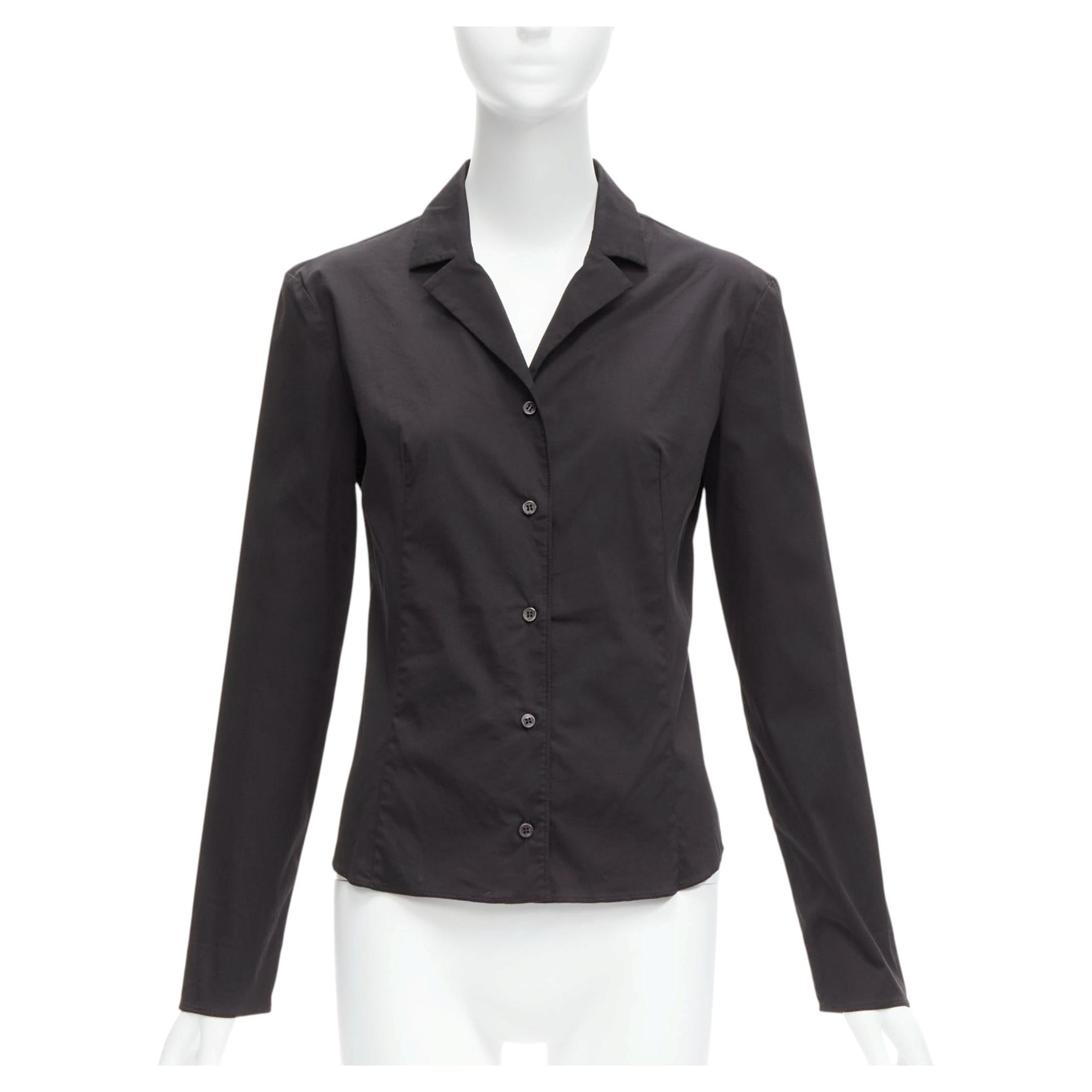 PRADA Vintage charcoal black lapels dared minimal classic dress shirt IT46 XL