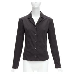 PRADA Vintage charcoal black lapels dared minimal classic dress shirt IT46 XL