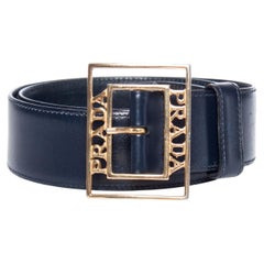 Prada, vintage dark blue leather belt