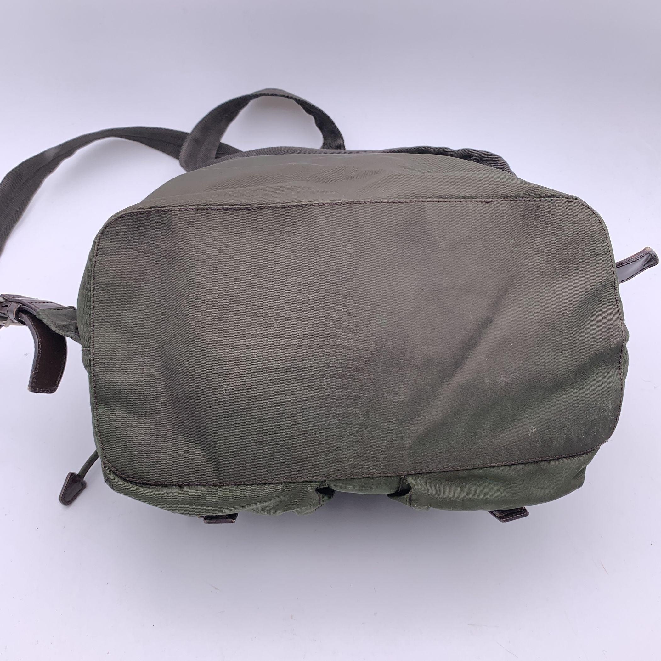 Prada Vintage Dark Green Nylon Canvas Backpack Shoulder Bag 1