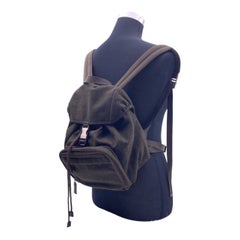 Mochila de lana verde oscuro de Prada Vintage con cordón de ajuste