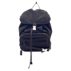 Mochila de lana verde oscuro de Prada Vintage con cordón de ajuste