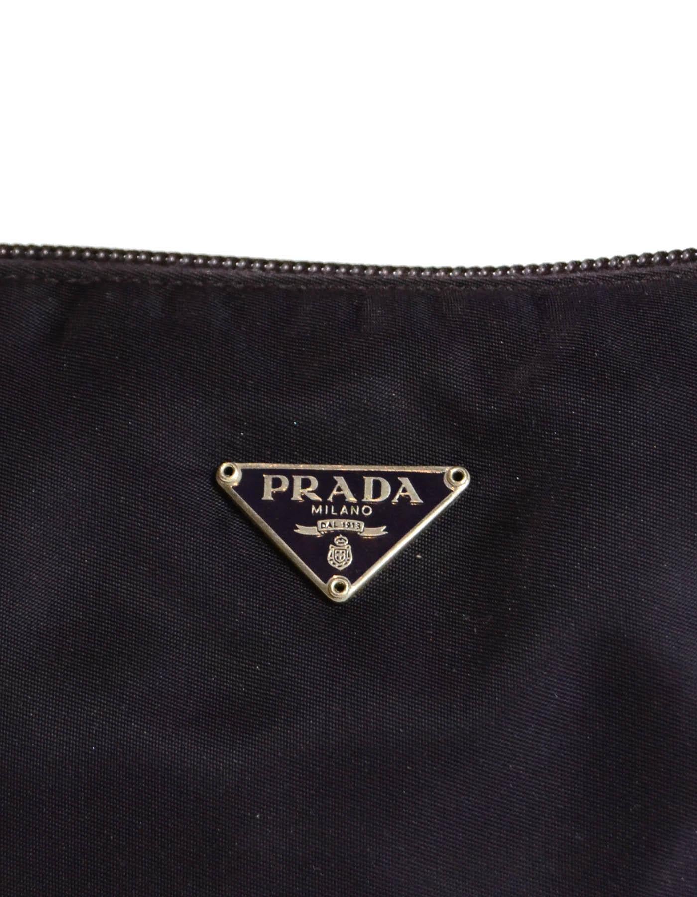 Prada Vintage Dark Purple Nylon Zip Top Baguette Bag In Good Condition In New York, NY