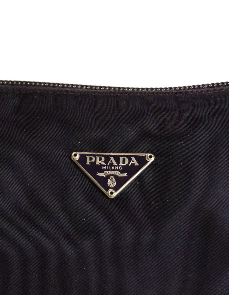 Prada Vintage Dark Purple Nylon Zip Top Baguette Bag For Sale at 1stDibs