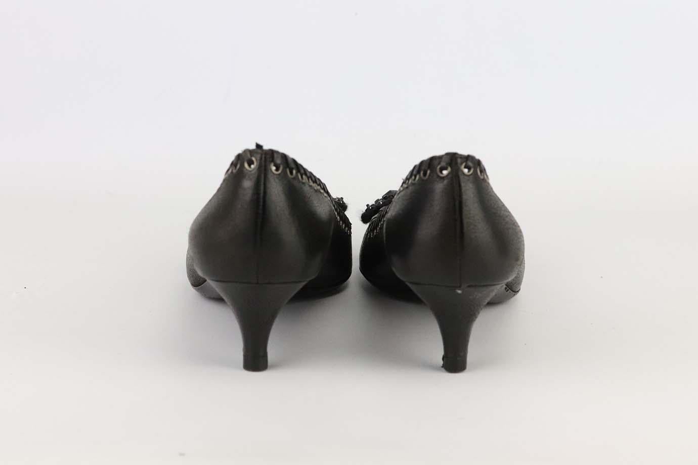 Prada Vintage-Pumps aus Leder mit Verzierungen EU 37,5 UK 4,5 US 7,5 (Schwarz)