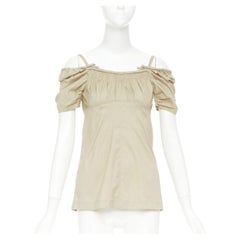 PRADA Vintage By Taille empire détail nœud Manches bouffantes Top épaule IT38 XS