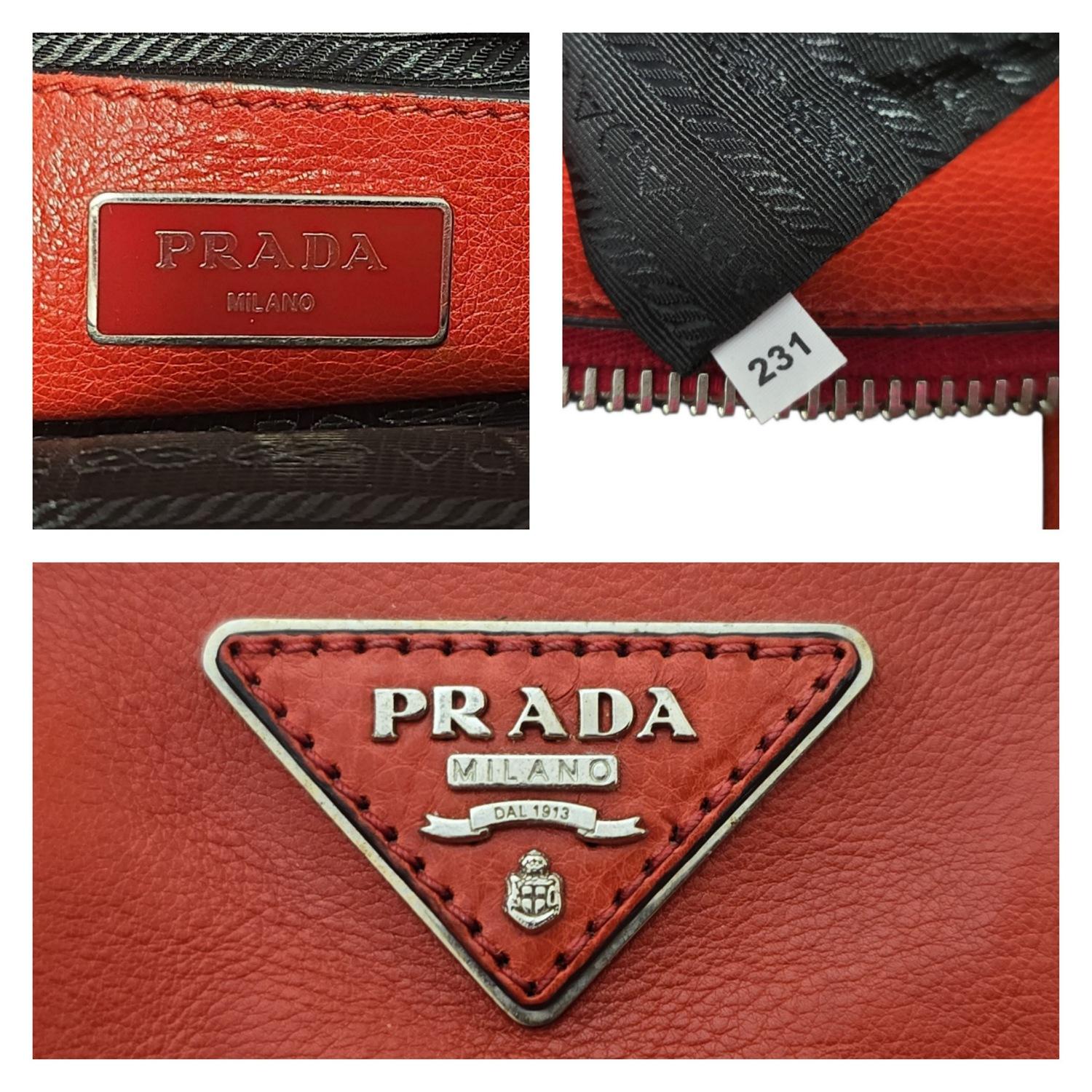 Prada Vintage Glace Calf Studded Twin Pocket Tote en vente 6