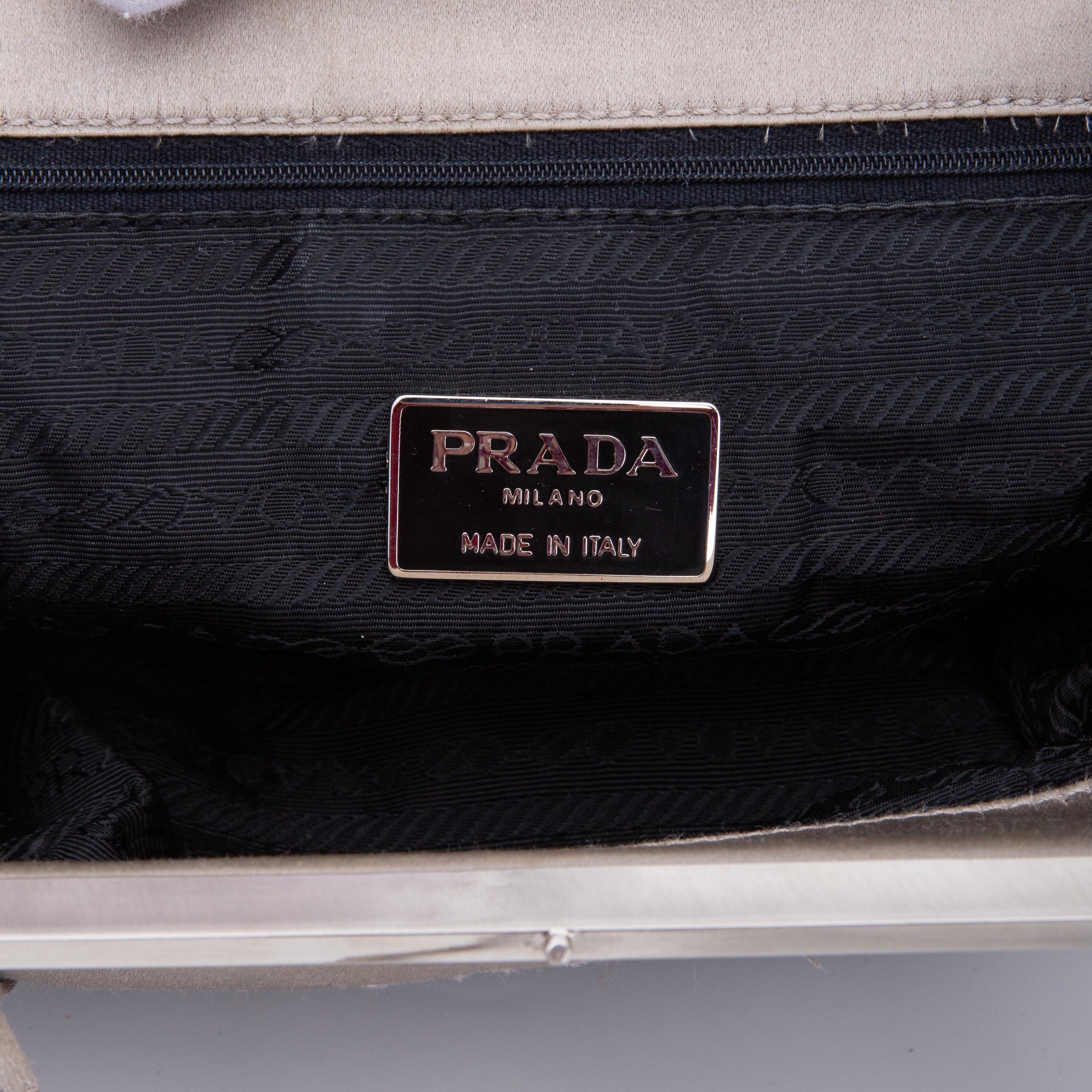 Prada Vintage Gold Satin Raso Framed Bag For Sale 1