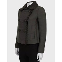Prada Vintage Grün Wolle stricken-Detail Double-Breasted Jacket Sz.40/S