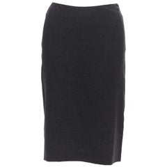PRADA Vintage grey virgin wool blend darted midi pencil skirt IT38 XS