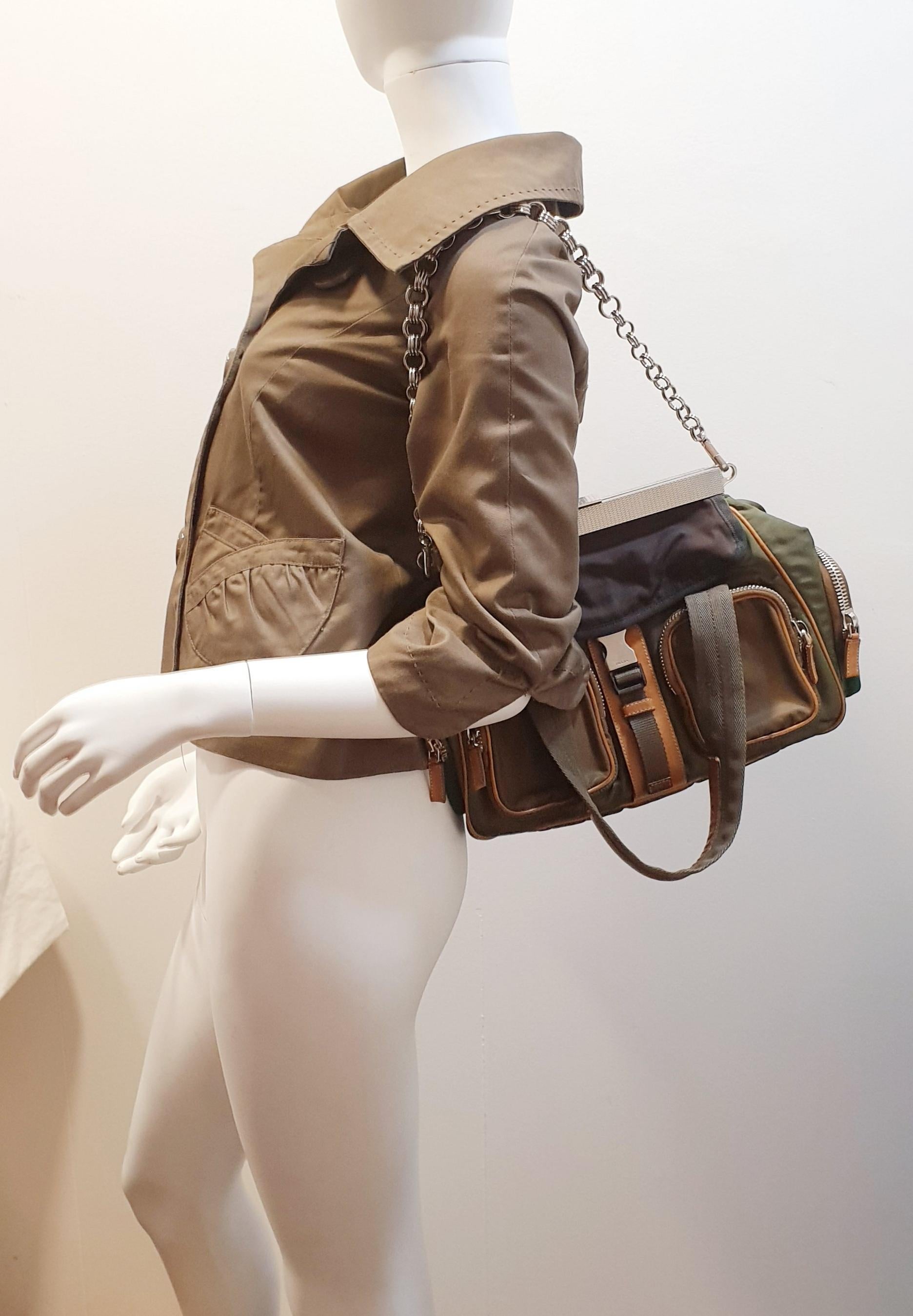 Prada Vintage Handtasche mit Metallkette aus Filz – Tessuto-Modell   5