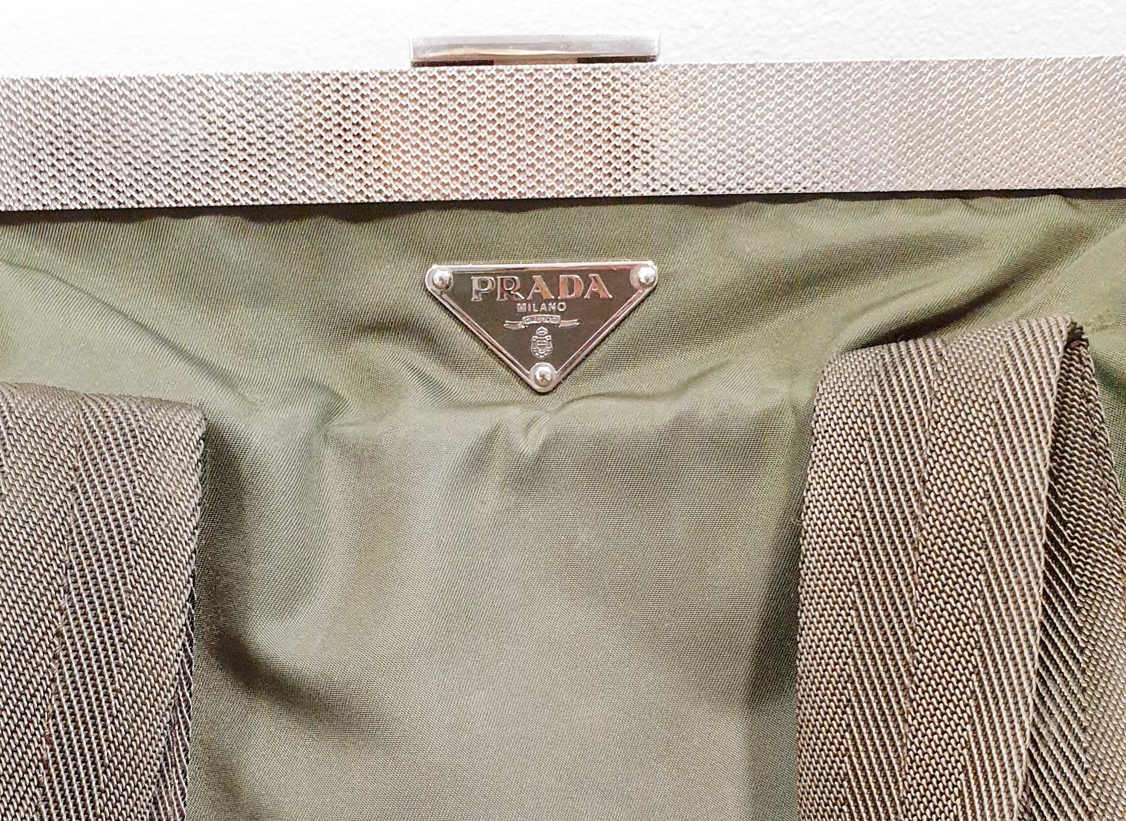 Women's Prada Vintage handbag whith metal chain- Tessuto model  