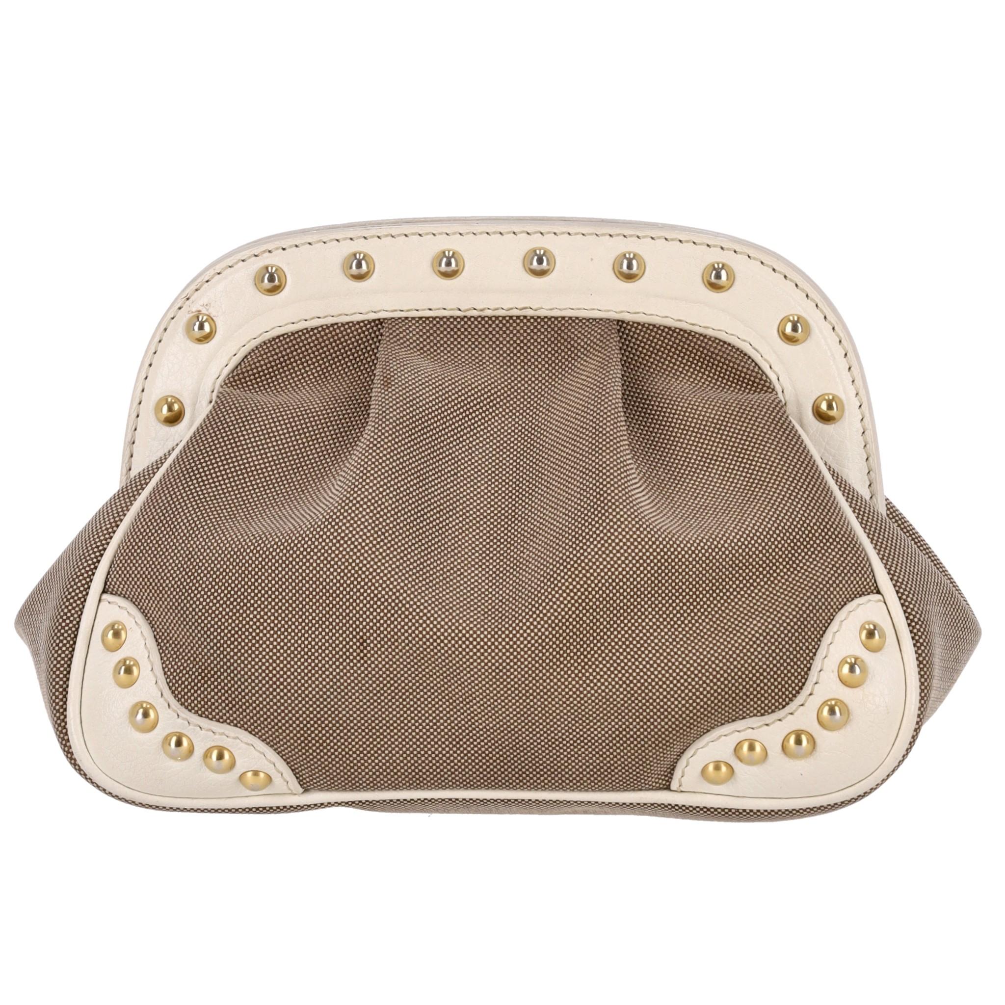 Prada Vintage Jacquard Studded Logo Clutch Bag In Good Condition In London, GB