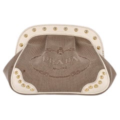 Prada Vintage Jacquard Studded Logo Clutch Bag