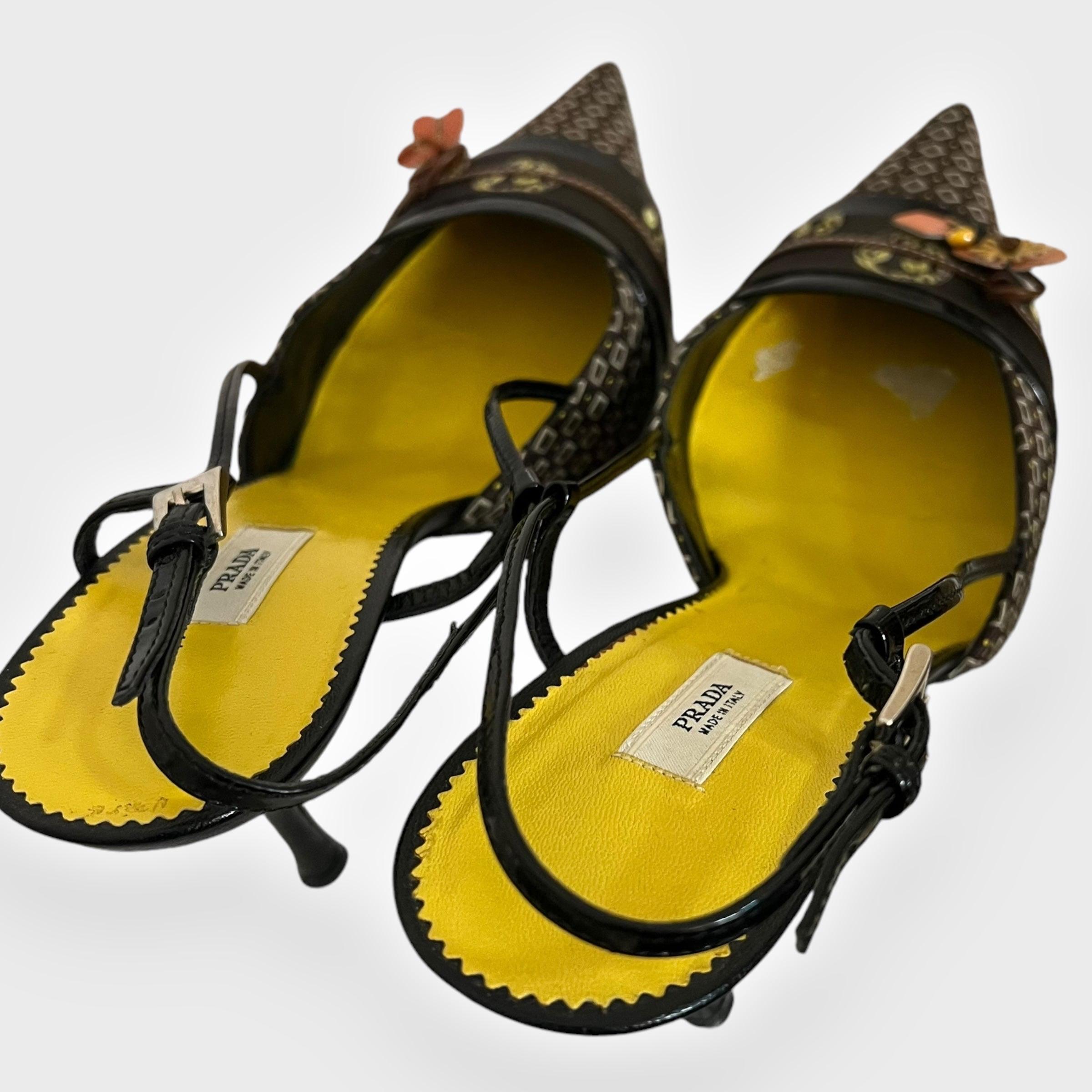 Prada vintage kimono heels For Sale 3