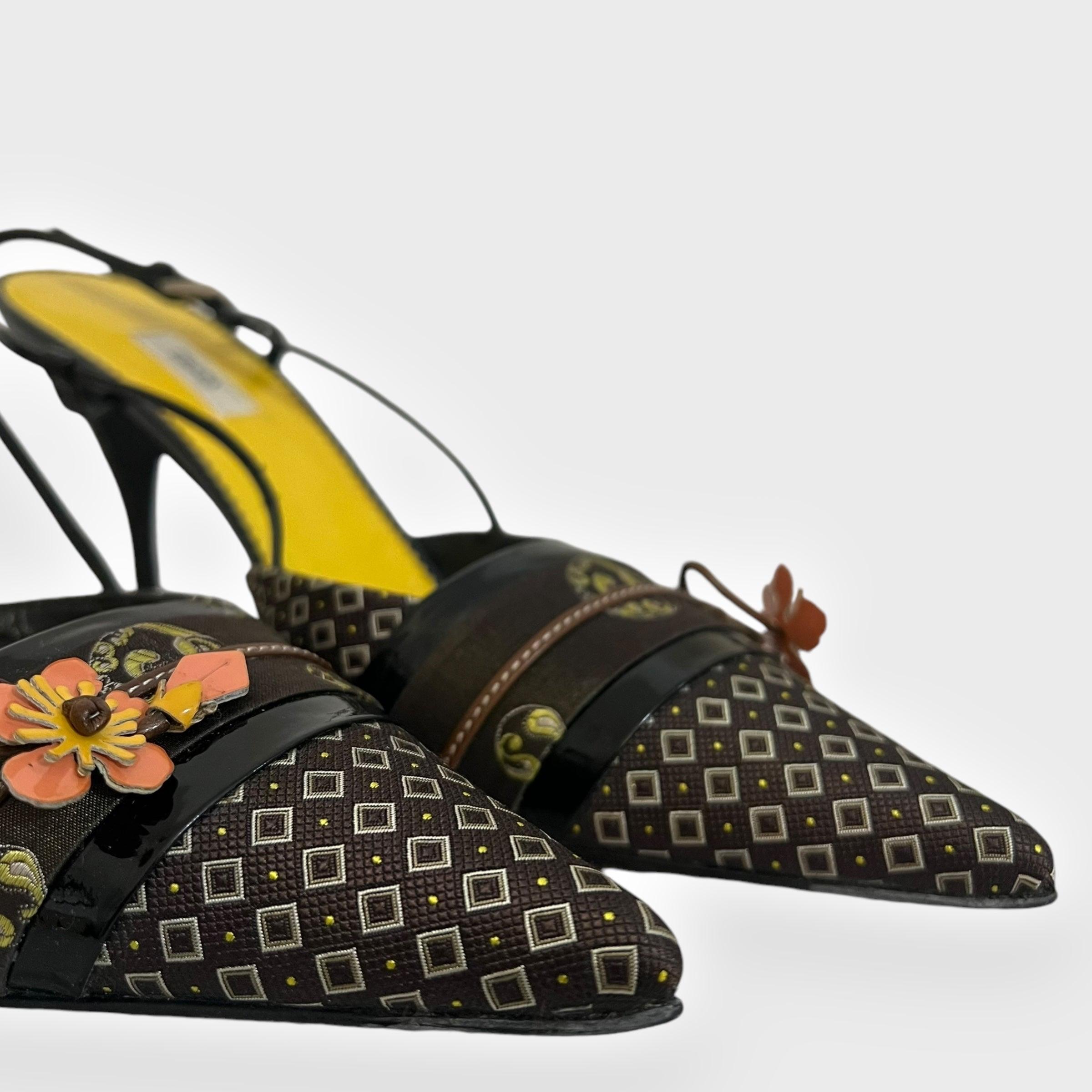 Prada vintage kimono heels For Sale 4