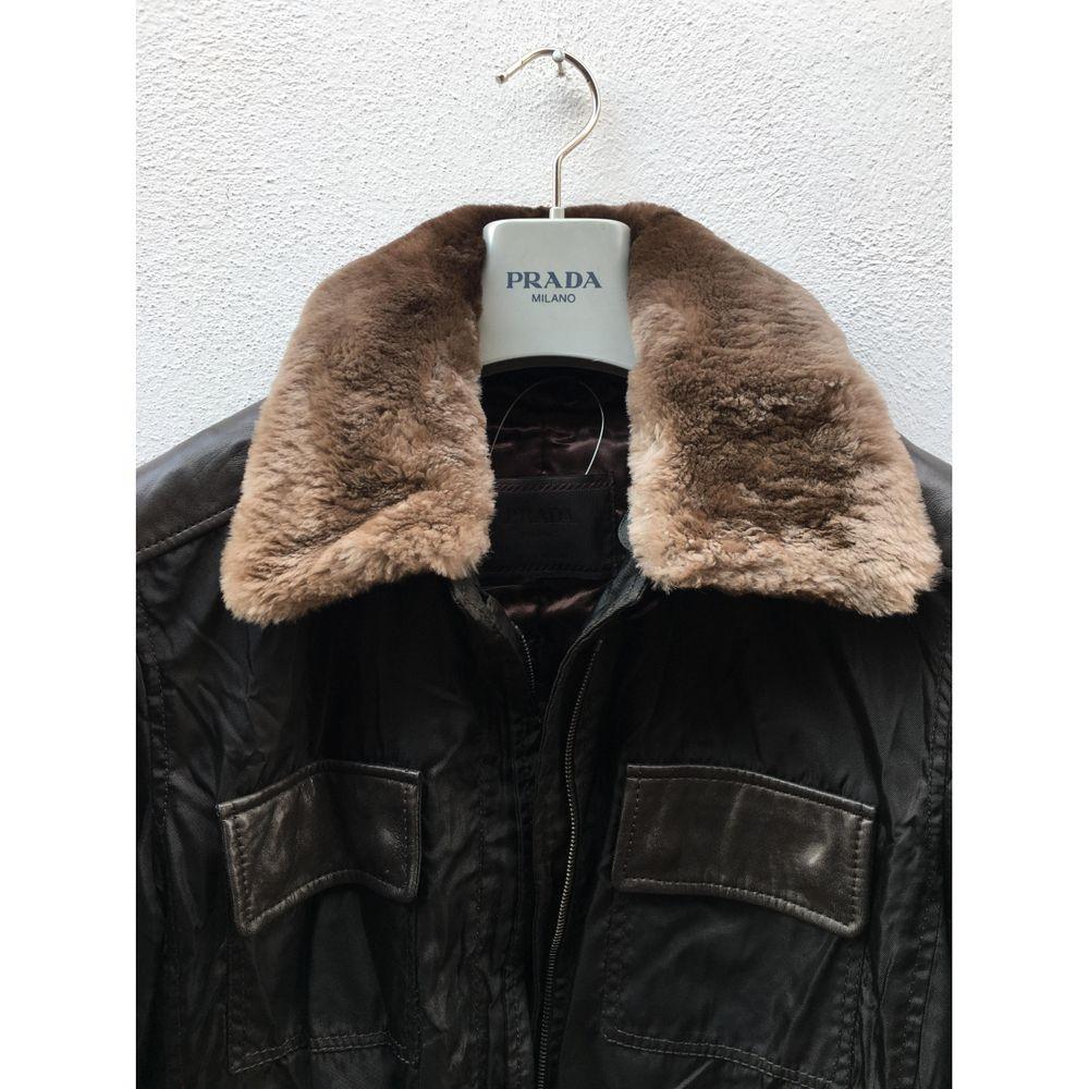 Women's Prada Vintage Leather Coat in Brown For Sale