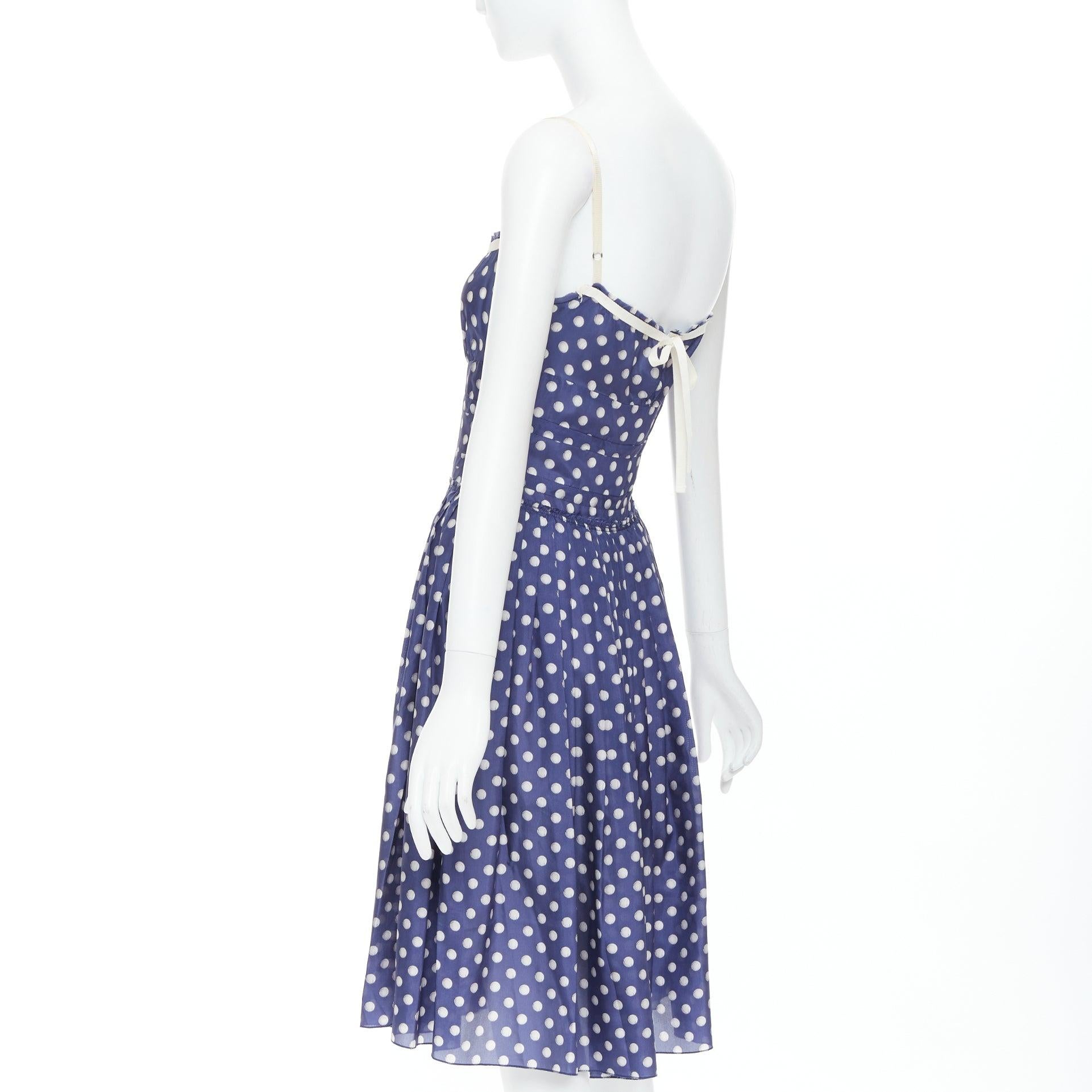 PRADA Vintage Linea Rossa blue white polka dot print sun day dress IT38 XS 1