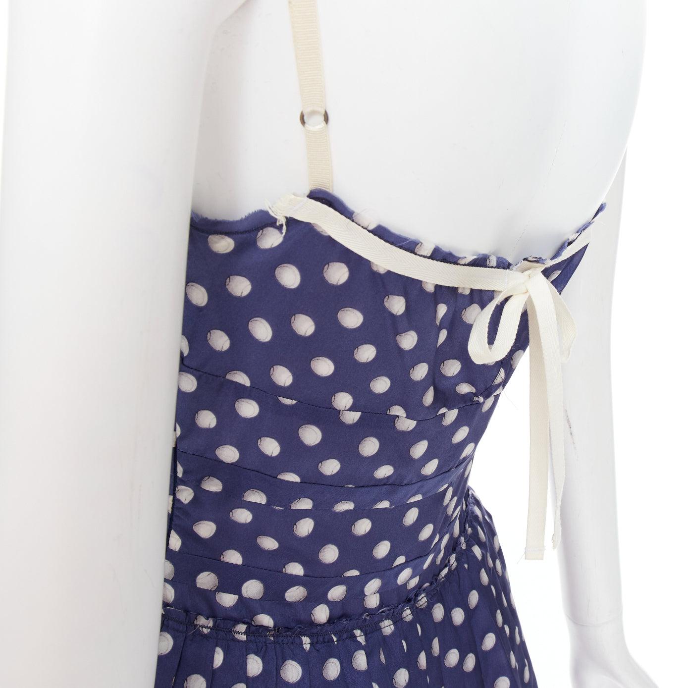 PRADA Vintage Linea Rossa blue white polka dot print sun day dress IT38 XS 2