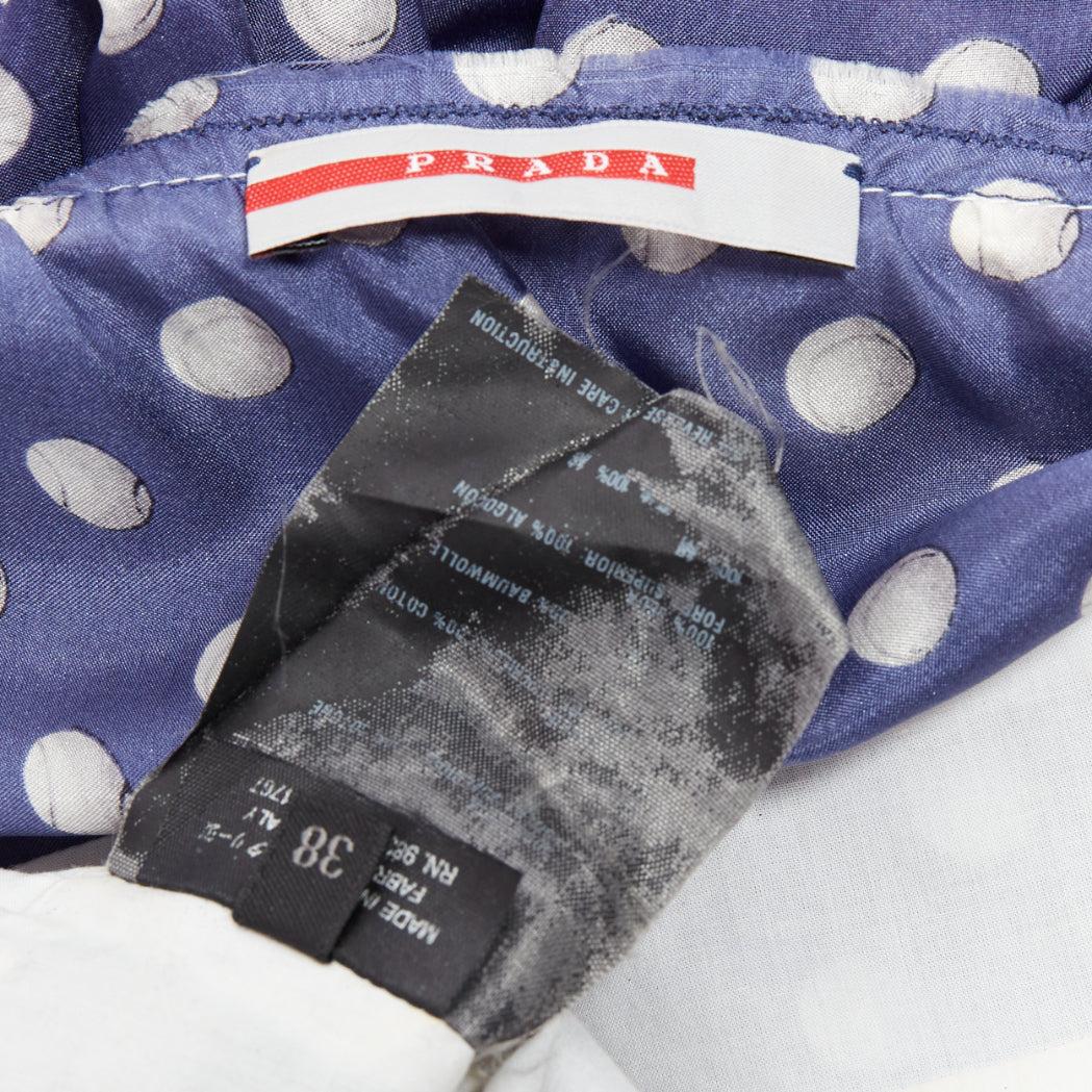 PRADA Vintage Linea Rossa blue white polka dot print sun day dress IT38 XS 3