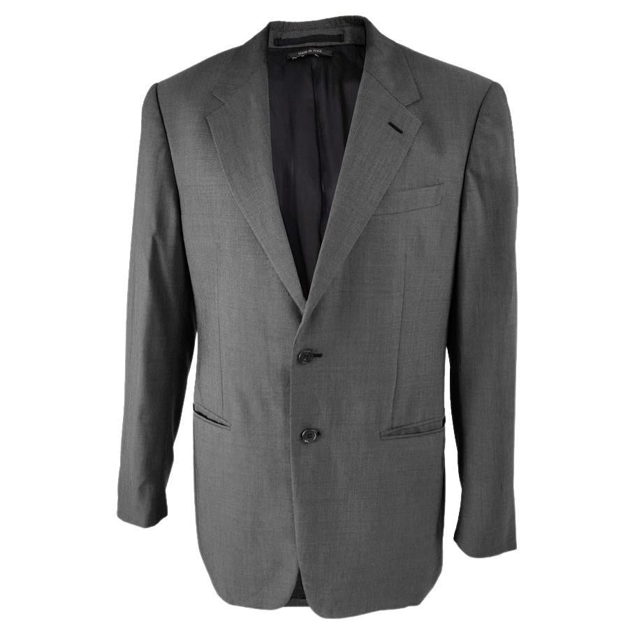 Prada Vintage Mens Grey Virgin Wool & Silk Blazer Jacket, 2000s For Sale