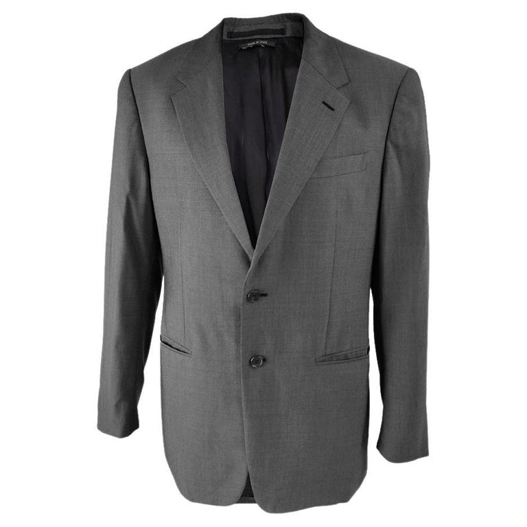 Prada Vintage Mens Grey Virgin Wool and Silk Blazer Jacket, 2000s For