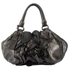 Prada Vintage Metallic Grey Python Mordore Hobo Bag