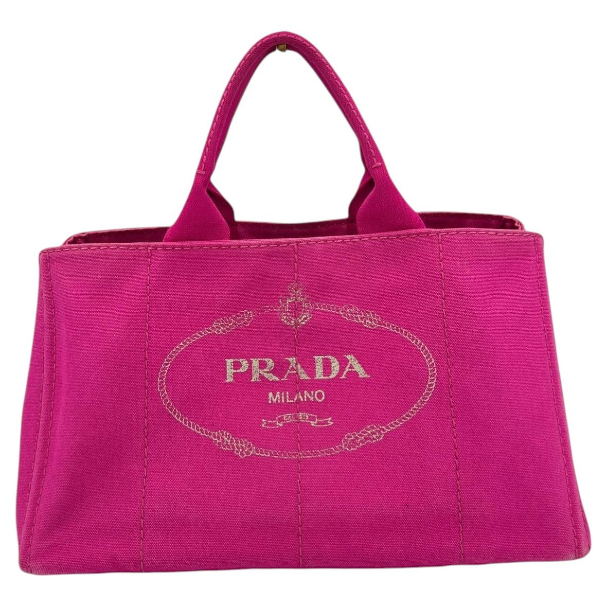 Prada Vintage Pink Canvas Logo Large Canapa Tote Bag