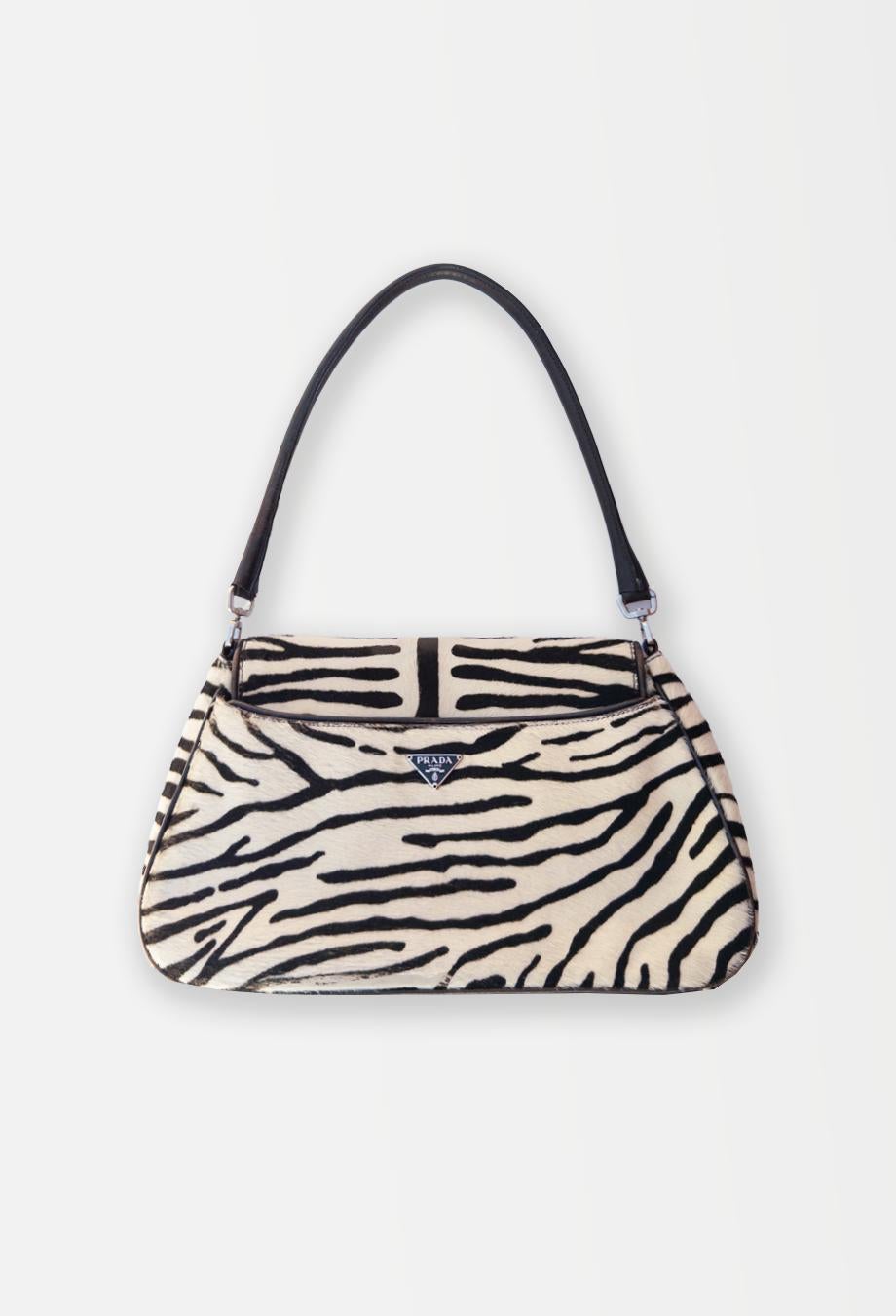 Prada Vintage Pony Hair Zebra Shoulder Bag For Sale 5