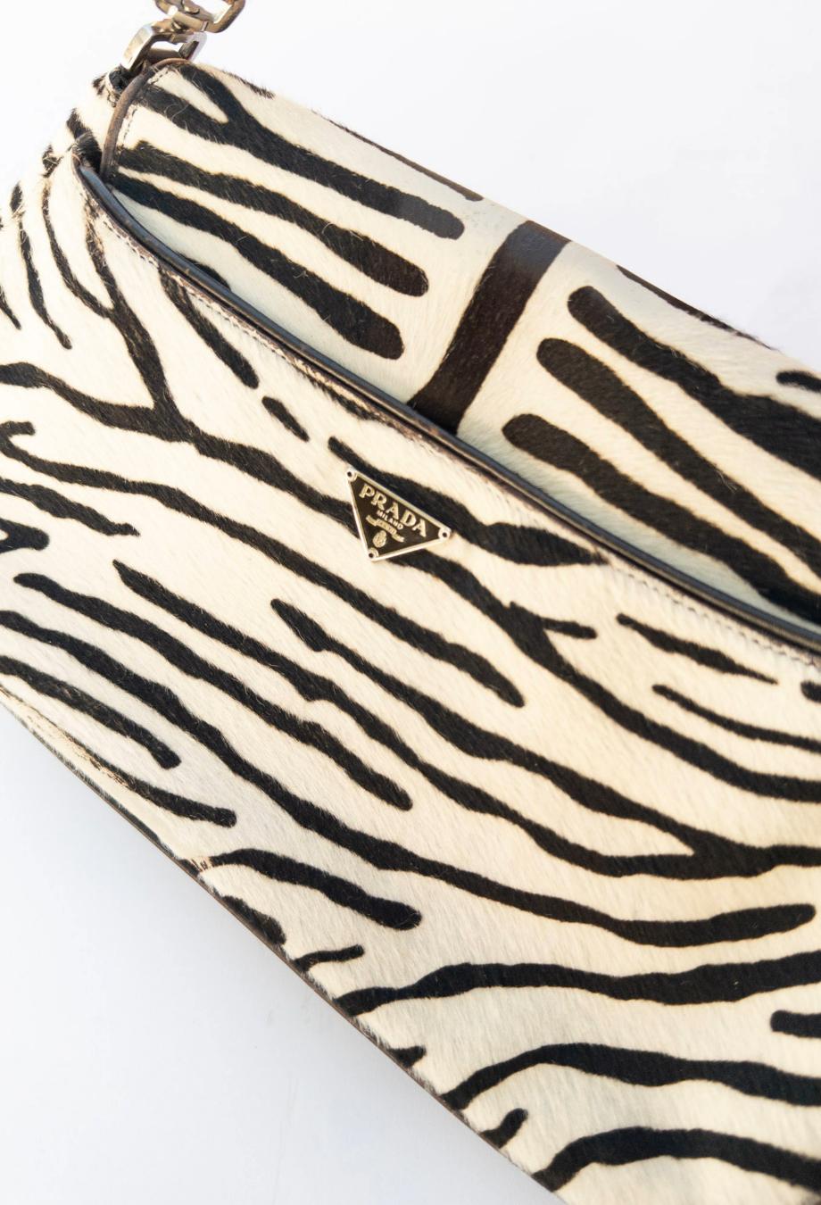 Prada Vintage Pony Hair Zebra Shoulder Bag For Sale 1