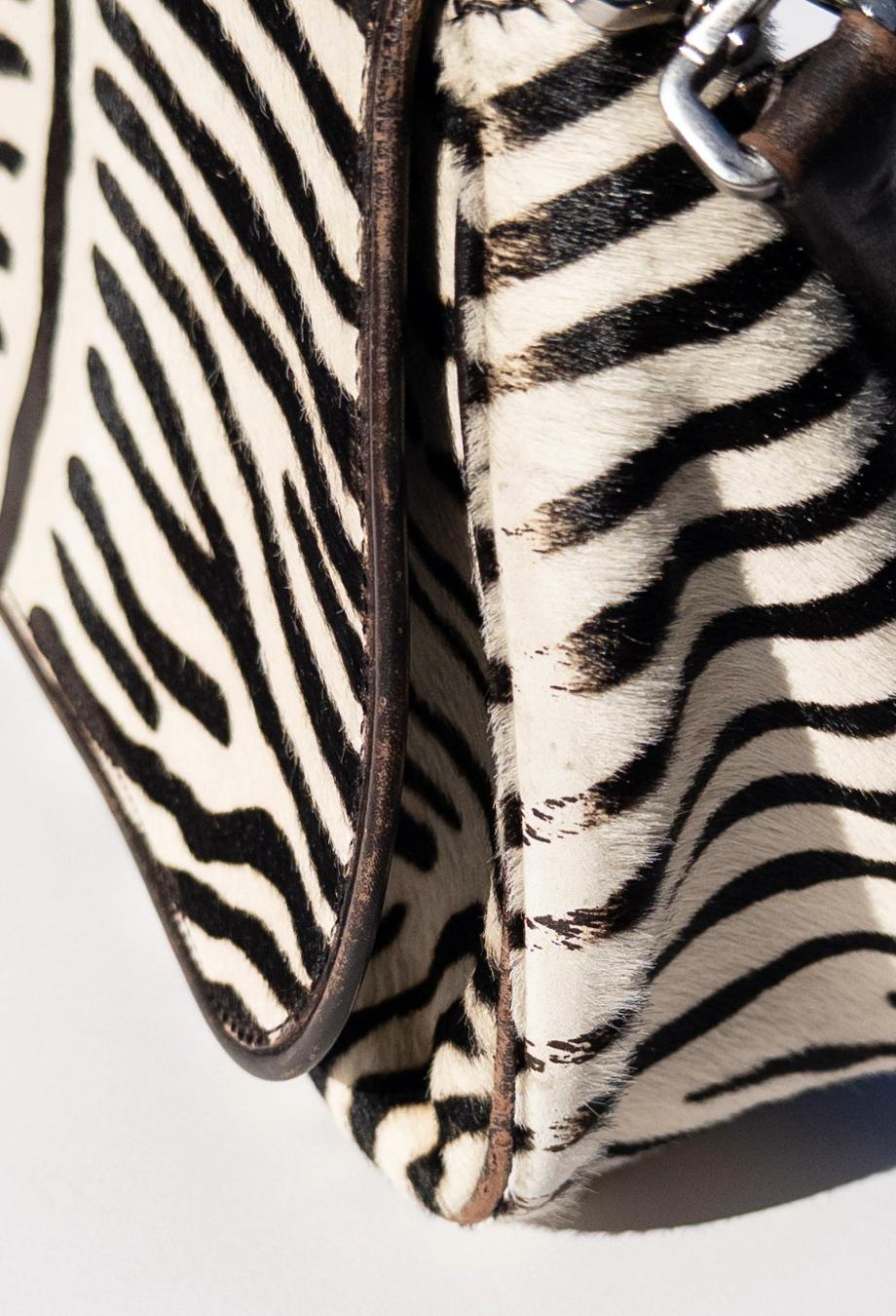 Prada Vintage Pony Hair Zebra Shoulder Bag For Sale 2