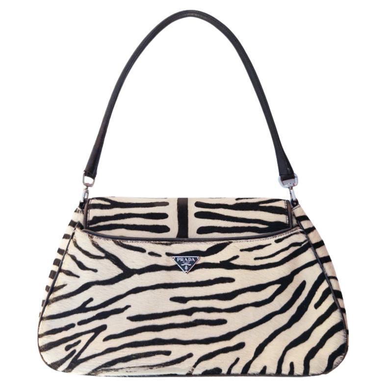 Prada Vintage Pony Hair Zebra Shoulder Bag For Sale