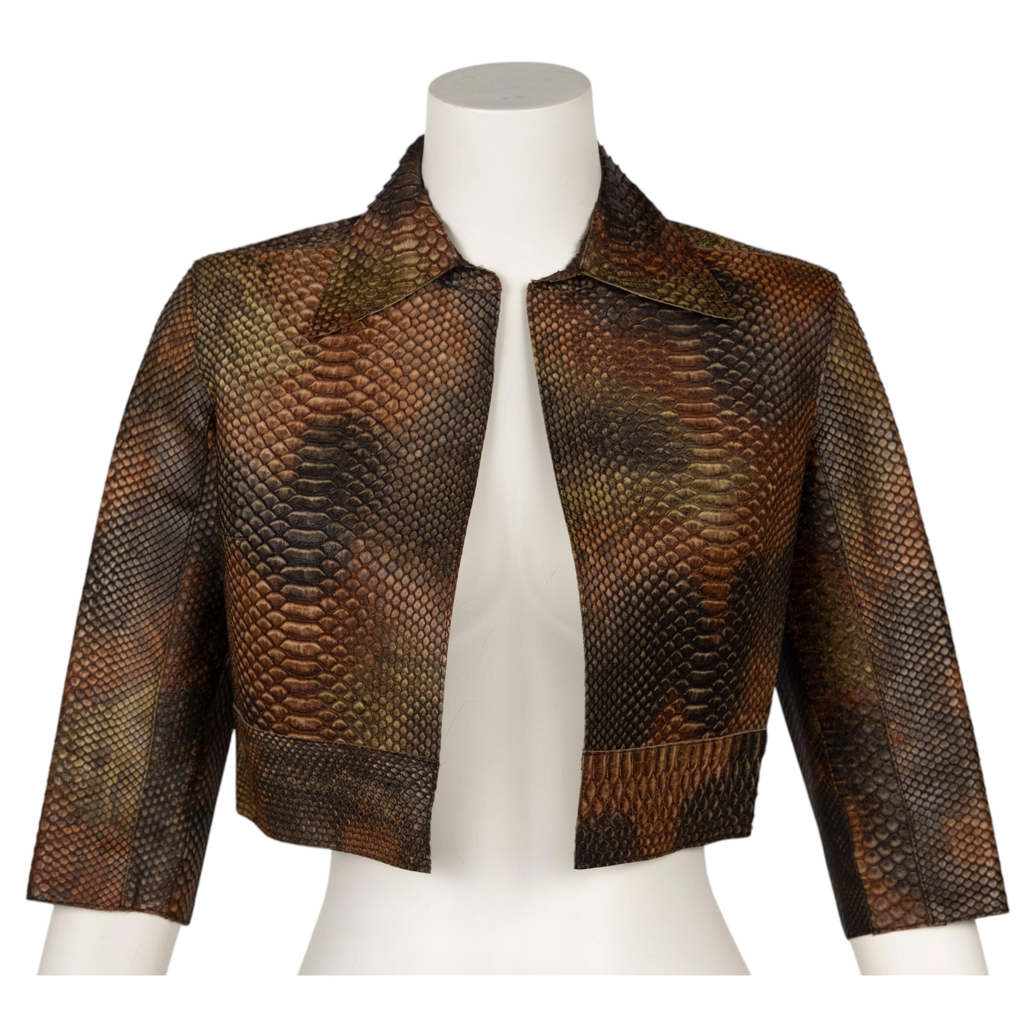 Prada Vintage Python Cropped Jacket Damen Größe 38 IT Frühjahr 2004