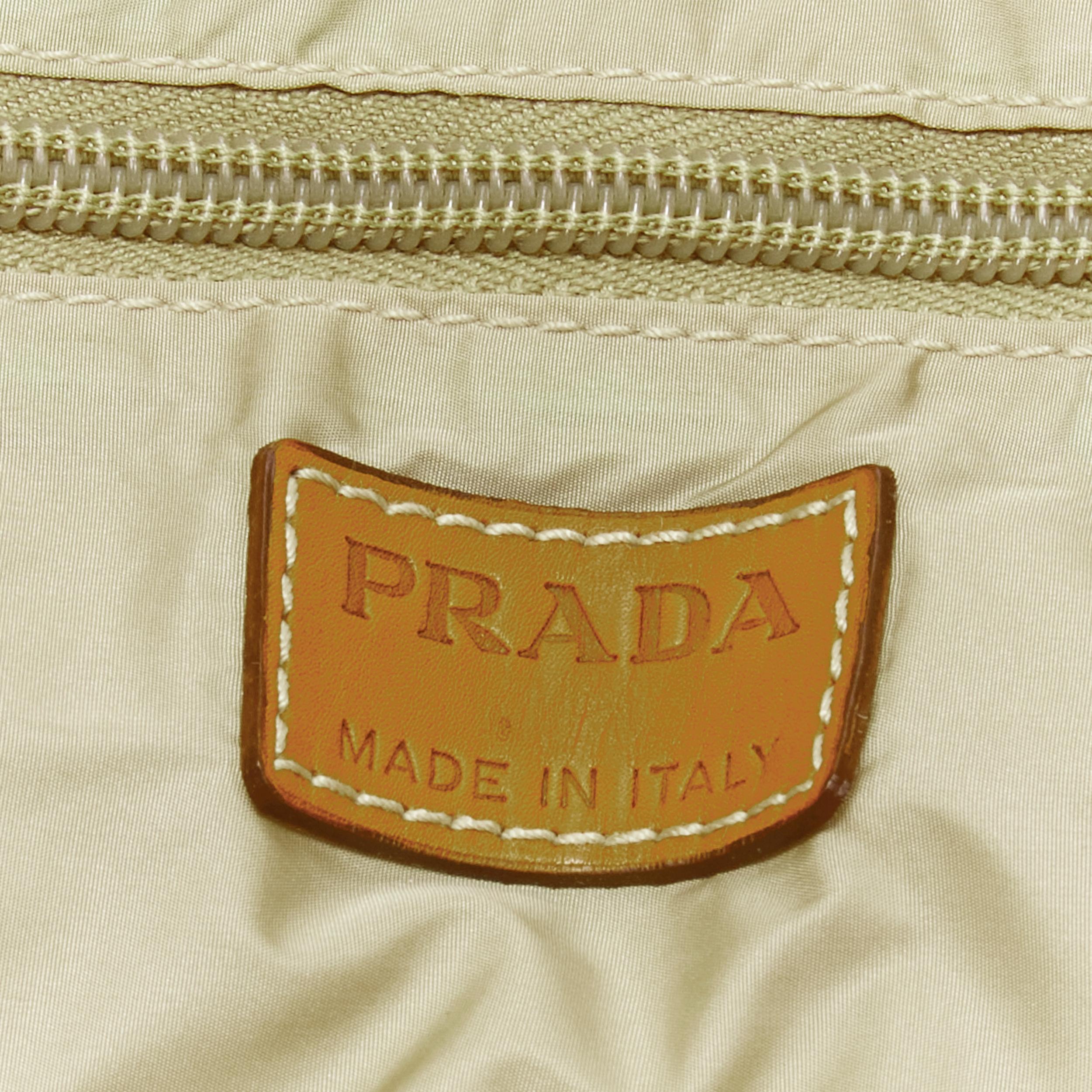 PRADA Vintage Rare brown canvas leather trimmed XL flat crossbody bag 2
