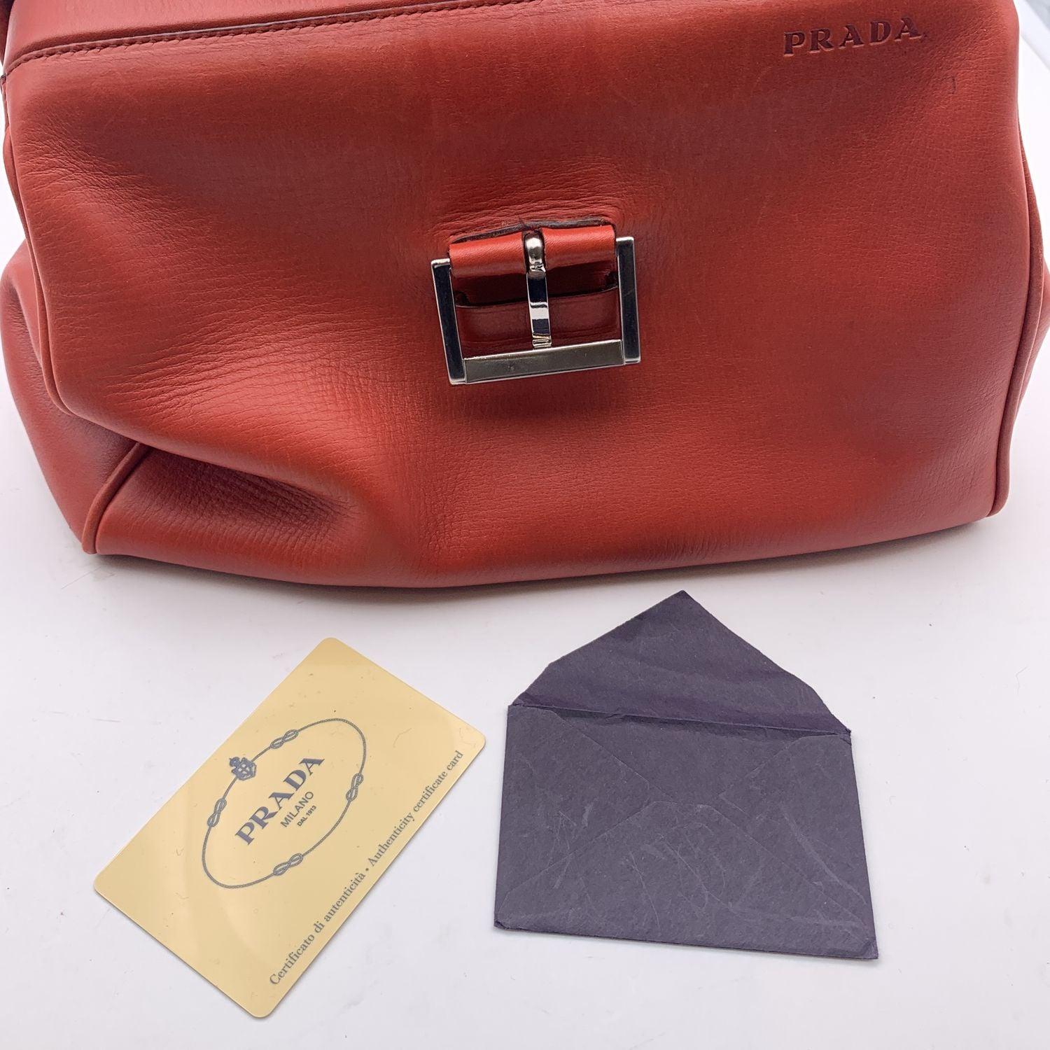 Women's Prada Vintage Red Leather Doctor Bag Satchel Handbag BN0437