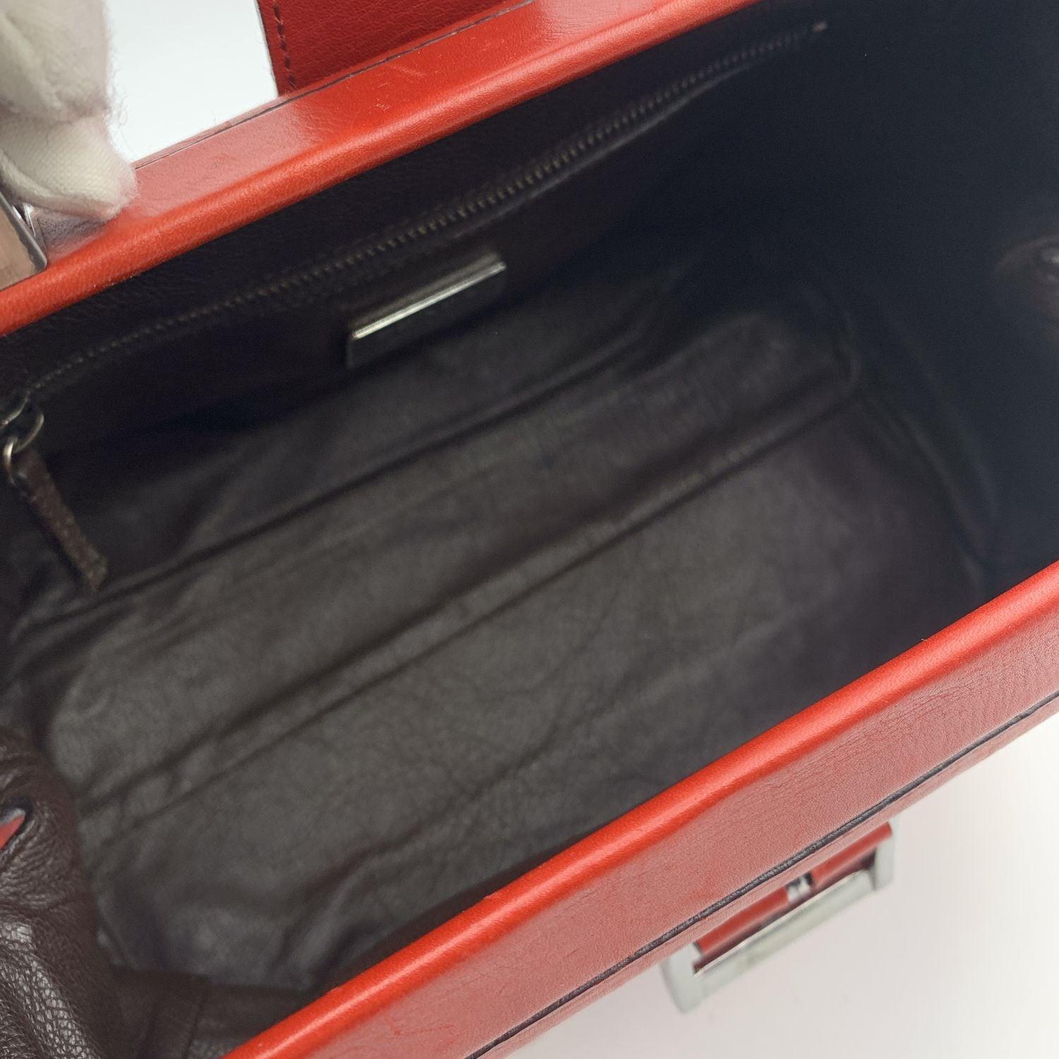 Prada Vintage Red Leather Doctor Bag Satchel Handbag BN0437 2